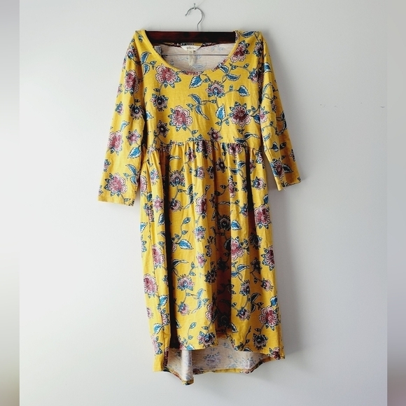 Matilda Jane yellow floral‎ dress with 3/4 sleeves size M - Picture 1 of 5